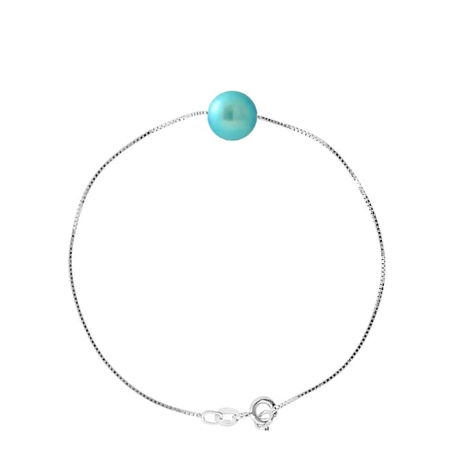 Manufacture Royale Turquoise Blue Pearl Silver Bracelet 9-10 mm