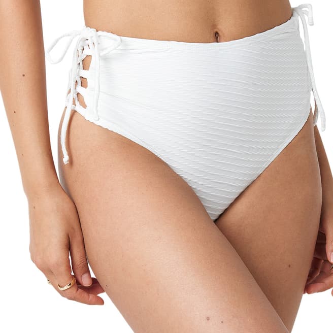 NA-KD White Structured Lace Up Bikini Panty