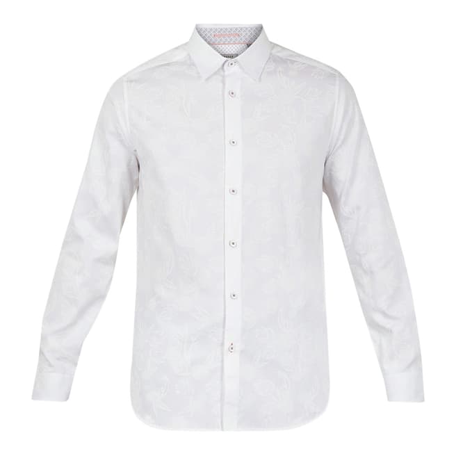 Ted Baker White Tonal Print Cotton Shirt 