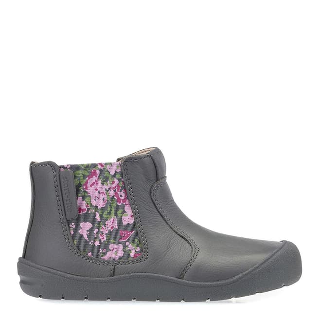 Start-Rite Grey Chelsea Floral Leather Boots