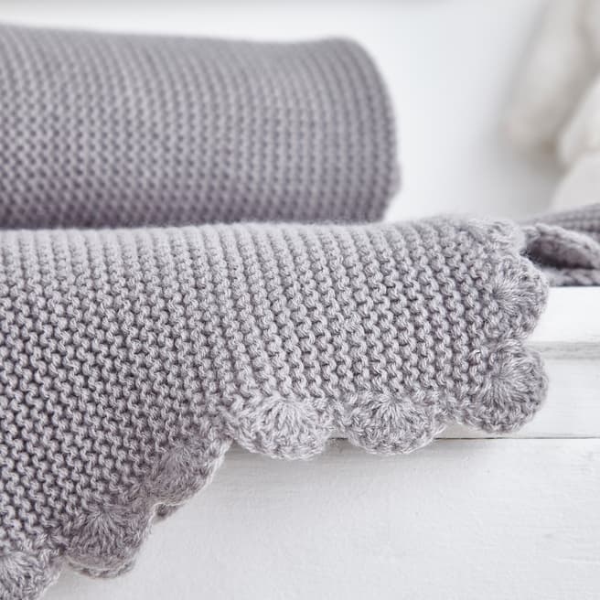 Silentnight Knitted Crochet Edge Blanket, Grey