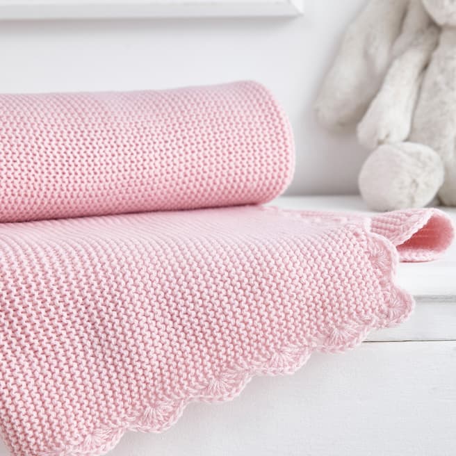 Silentnight Knitted Crochet Edge Blanket, Pink