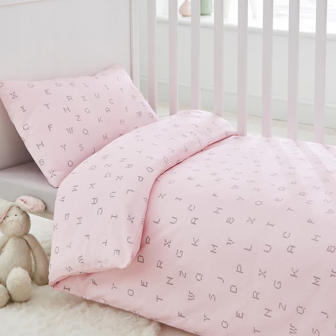 Silentnight Cot Bed Duvet Cover Set, Pink Alphabet