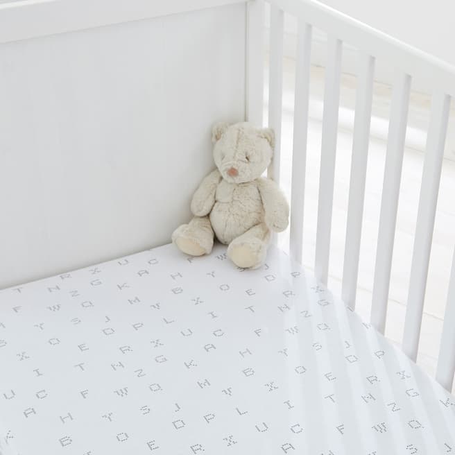 Silentnight Pack of 2 Cot Bed Fitted Sheets, White Alphabet