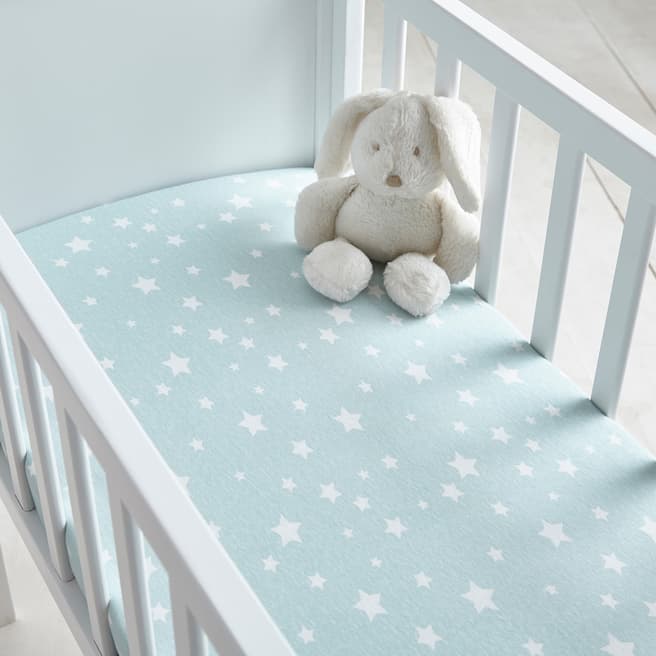 Silentnight Pack of 2 Crib Fitted Sheets, Duck Egg Stars