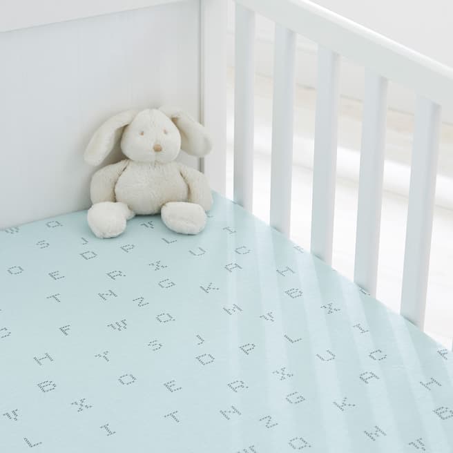Silentnight Pack of 2 Crib Fitted Sheets, Duck Egg Alphabet
