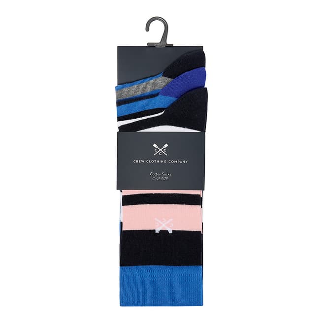 Crew Clothing Blue/Pink Stripe 3 Pack Mixed Socks