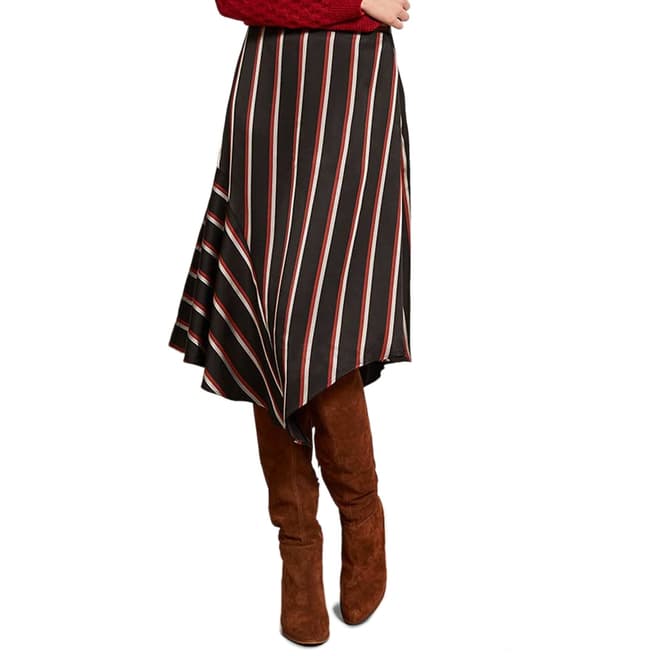 Mint Velvet Black Striped Asymmetric Skirt