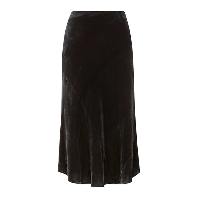 Mint Velvet Charcoal Velvet Midi Skirt