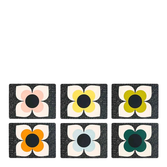 Orla Kiely Set of 6 Scribble Square Flower Placemats