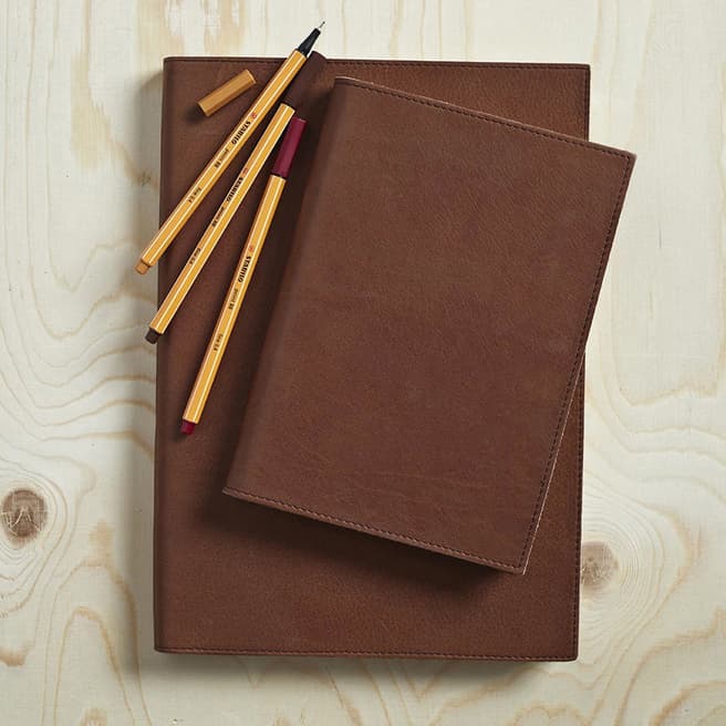 Life of Riley Dark Brown Plain A5 Leather Notebook