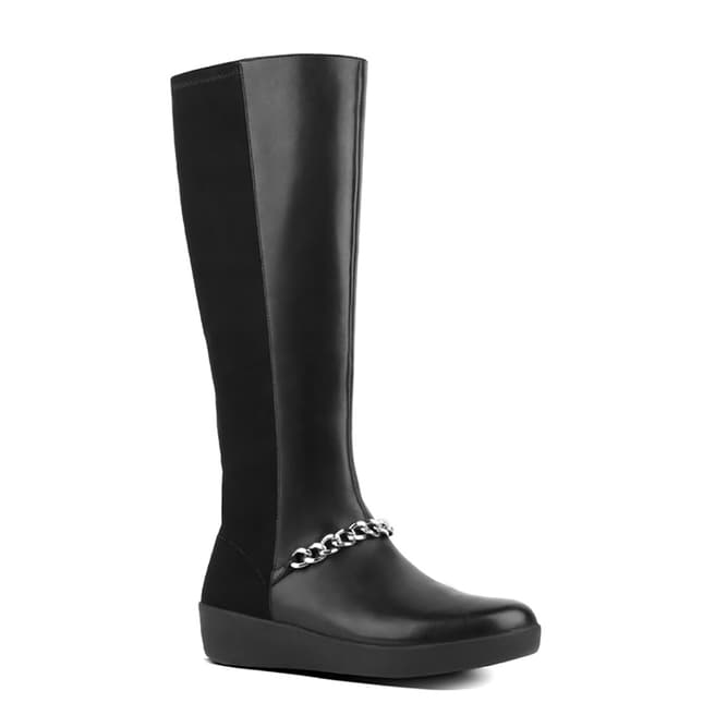 FitFlop Black Fifi Chain Knee High Boots