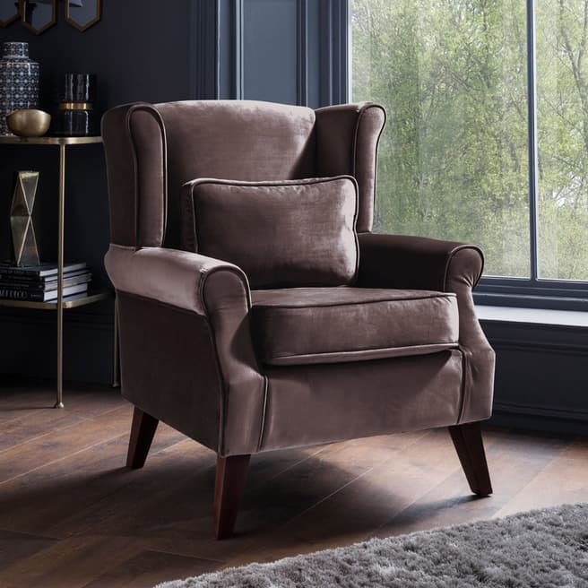The Great Chair Company Wroxton Accent Chair Cut Velvet Bronze Dark Legs