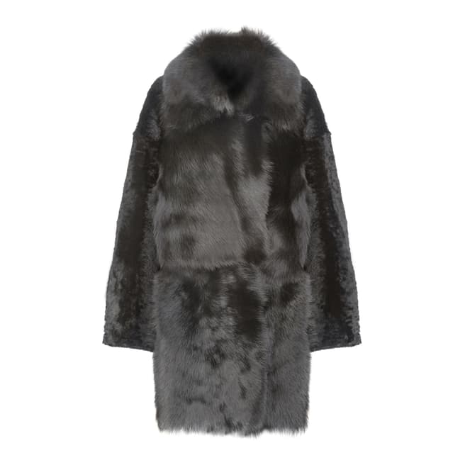 Gushlow & Cole Graphite Relaxed Fit Mixed Shearling Coat