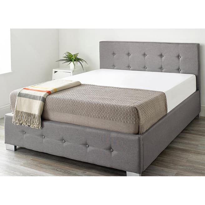 Aspire Furniture Ashford Natural Linen Double Ottoman Bed, Grey