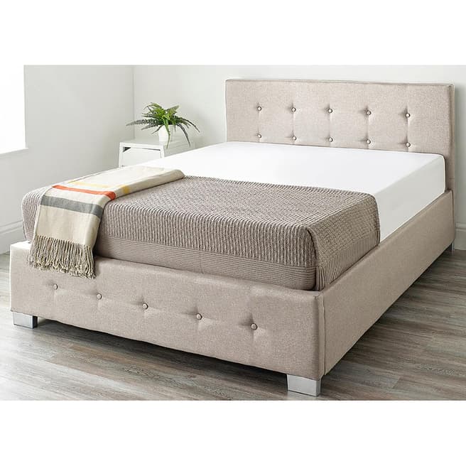 Aspire Furniture Ashford Beige Double Natural Linen Ottoman Bed