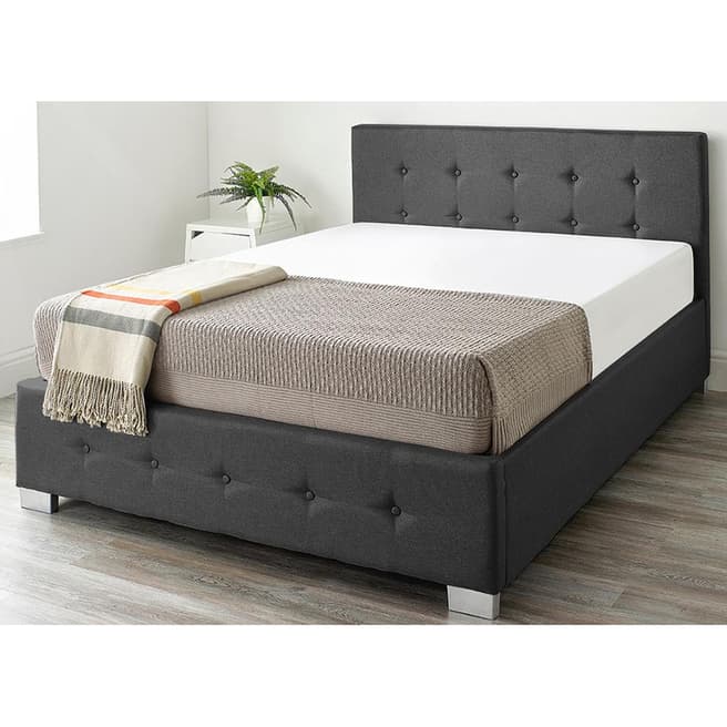 Aspire Furniture Ashford Black Double Natural Linen Ottoman Bed