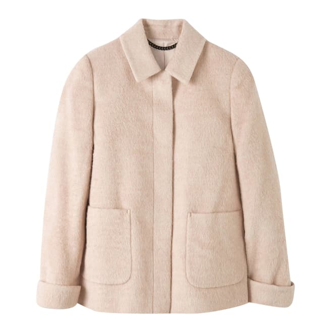 Pure Collection Neutral Collared Wool Blend Swing Coat
