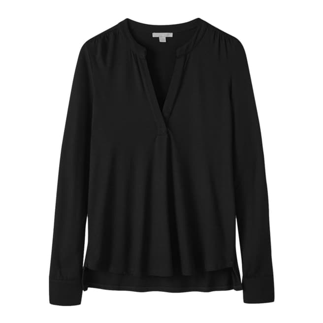 Pure Collection Black Jersey Open V Neck Blouse