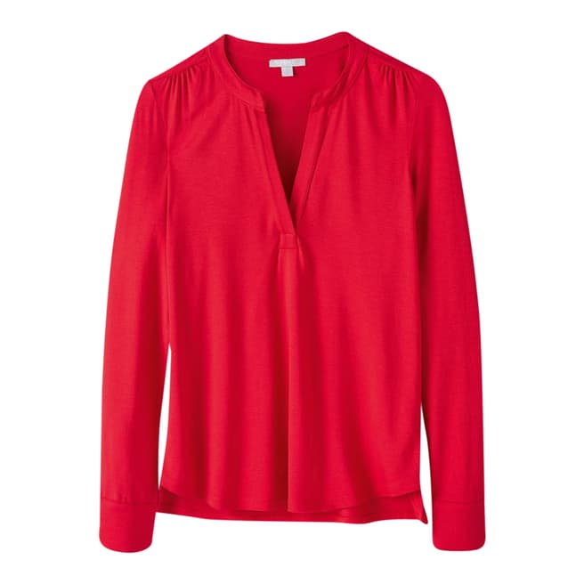 Pure Collection Red Jersey Open V Neck Blouse