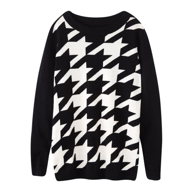 Pure Collection Black/White Houndstooth Cashmere Jumper