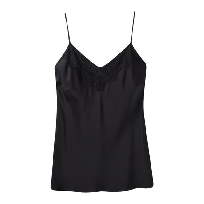 Pure Collection Black Lace Silk Camisole Top