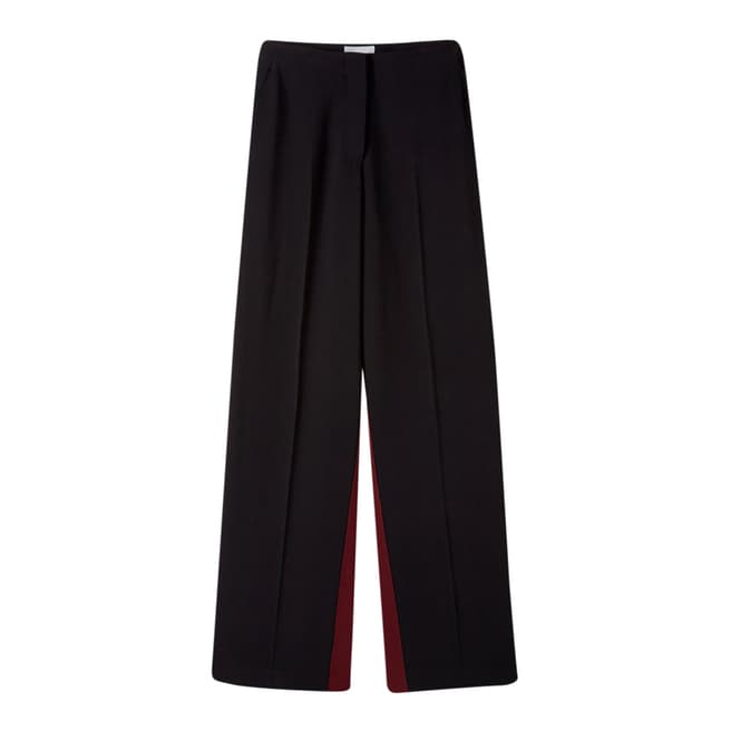 Pure Collection Black/Burgundy Stripe Wide Trousers