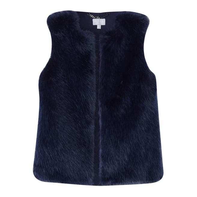 Pure Collection Navy Faux Fur Gilet