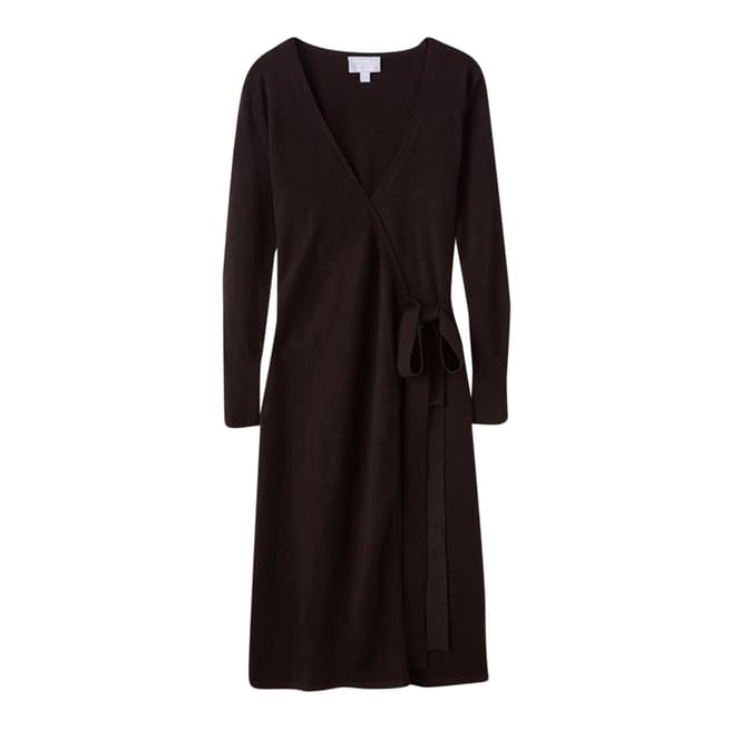 Pure Collection Chocolate Knit Cashmere Wrap Dress
