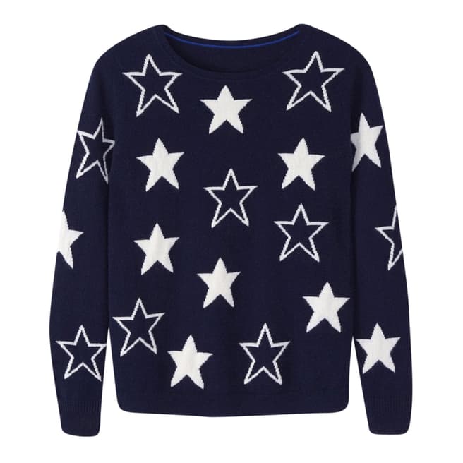 Pure Collection Navy Star Star Intarsia Cashmere Jumper