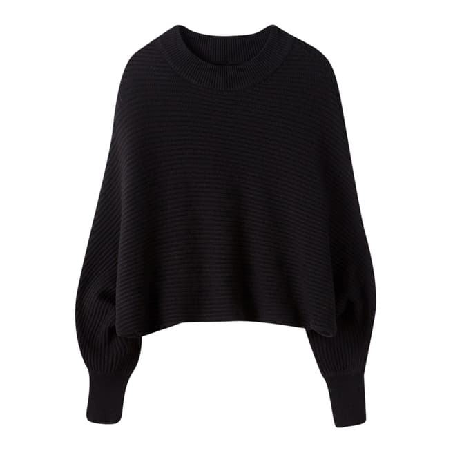 Pure Collection Black Textured Batwing Crop Jumper