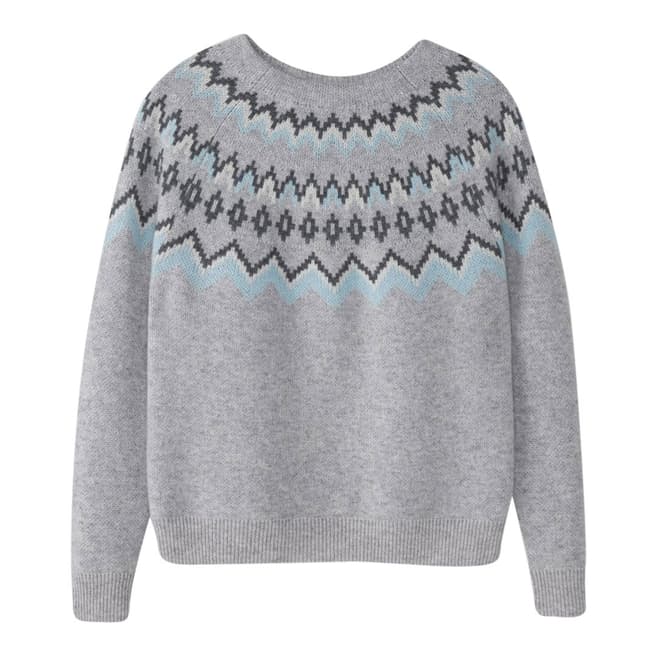 Pure Collection Grey Fair Isle Cotton/Wool/Cashmere Jumper