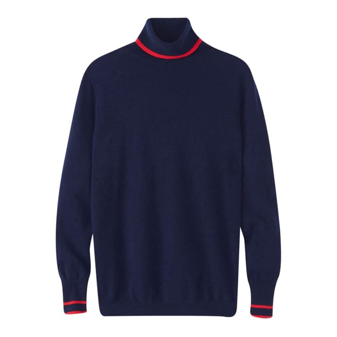 Pure Collection Navy Tipped Cashmere Boyfriend Jumper