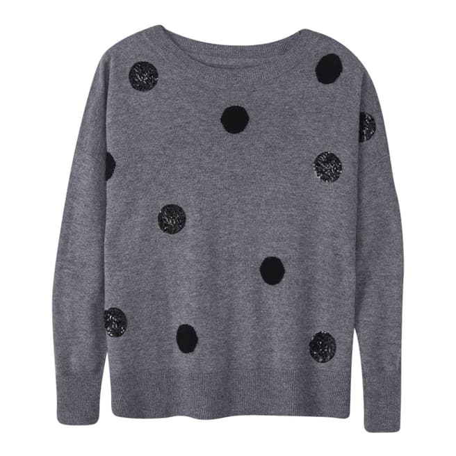 Pure Collection Charcoal Spot Wool/Cashmere Blend Jumper
