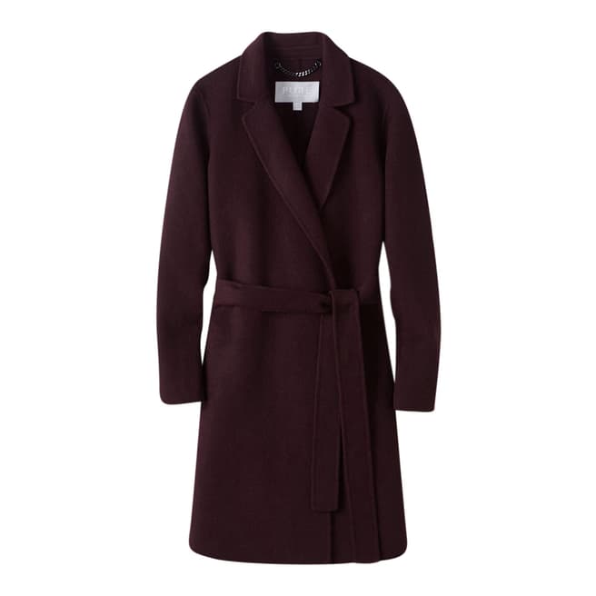 Pure Collection Aubergine Wool Blend Wrap Coat