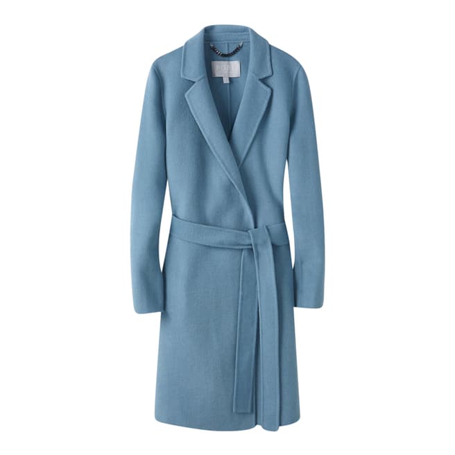 Pure Collection Blue Wool Blend Wrap Coat