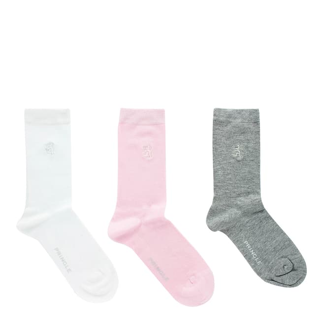 Pringle White/Pink/Light Grey Tiffany 3 Pack Socks