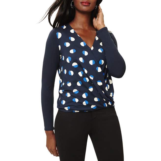 Phase Eight Navy Orly Spot Print Top