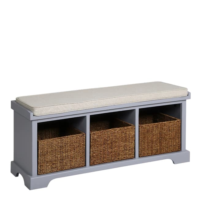 Studley Co Newport 3 Basket Storage Bench & Cushion - Dove Grey
