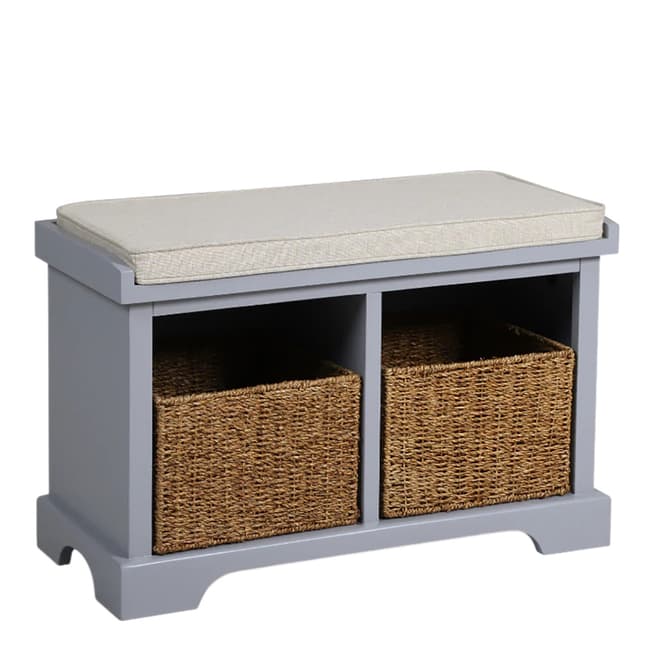 Studley Co Newport 2 Basket Storage Bench & Cushion - Dove Grey