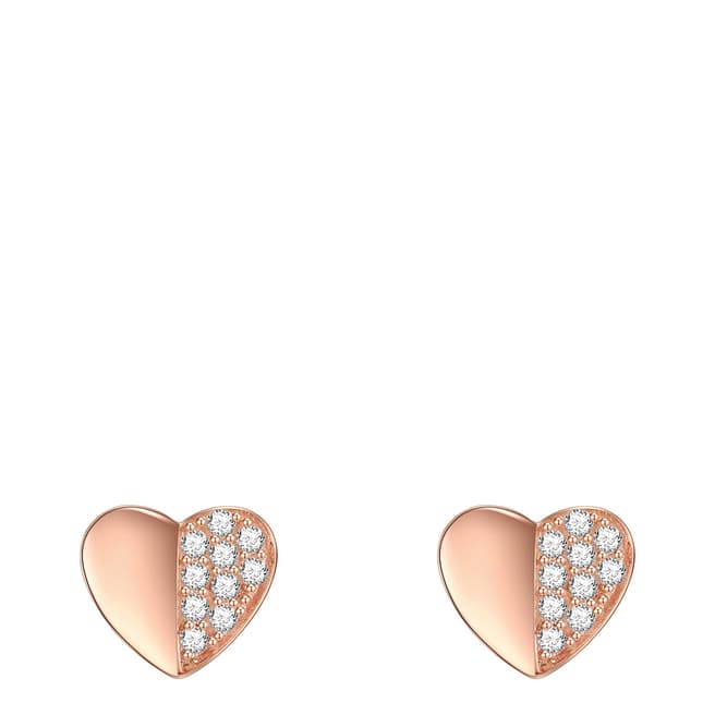 Lindenhoff Rose Gold Crystal Heart Stud Earrings