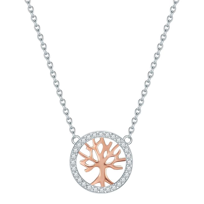 Lindenhoff Silver/Rose Gold Crystal Tree of Life Necklace