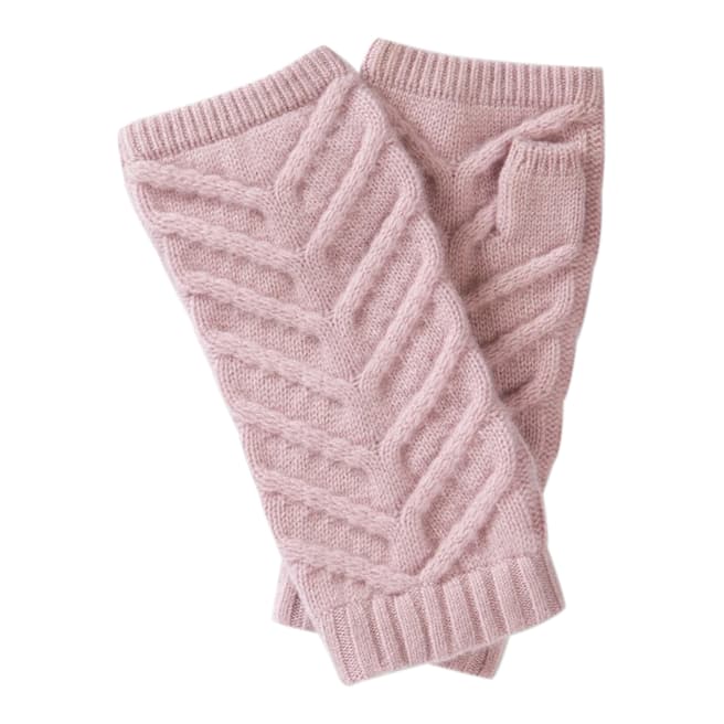 Pure Collection Dusty Pink Organic Cashmere Cable Mitt