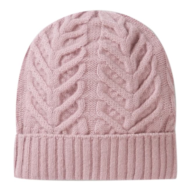 Pure Collection Dusty Pink Organic Cashmere Cable Hat