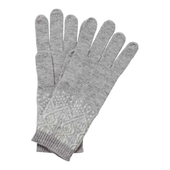 Pure Collection Heather Dove/Soft White Cashmere Fairisle Gloves