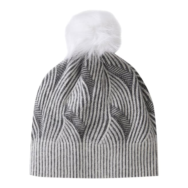 Pure Collection Grey/White Brushed Cable Hat