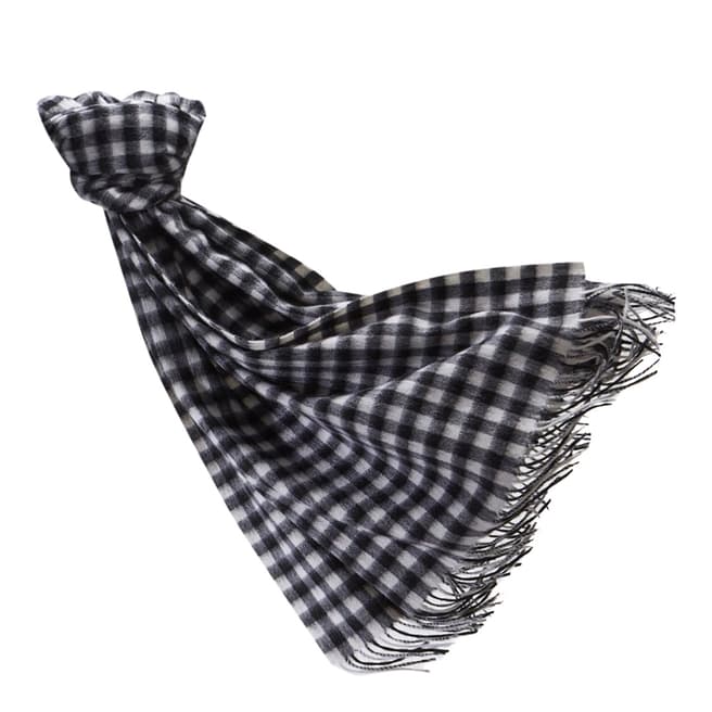 Pure Collection Black/White Check Soft Blanket Scarf