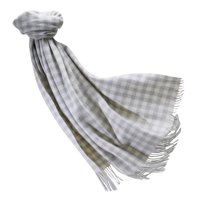 Pure Collection Grey/ White Check Soft Blanket Scarf