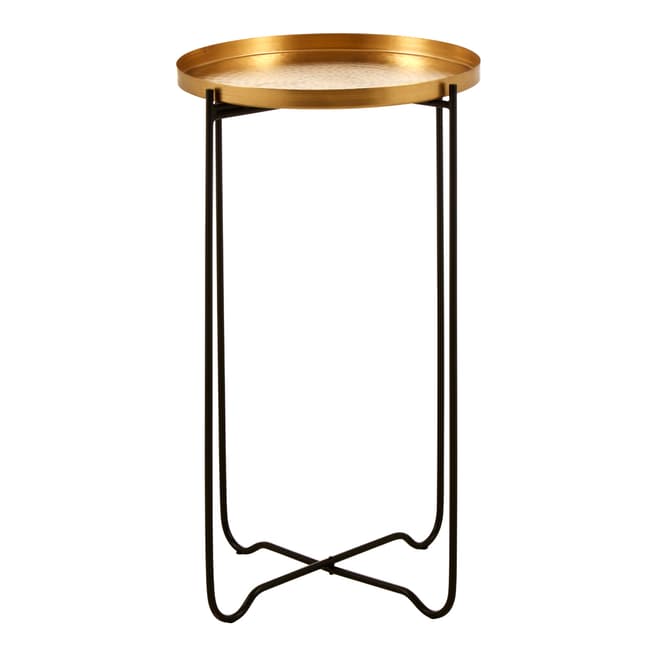 Fifty Five South Templar Side Table, Black Legs, Gold Finish Top