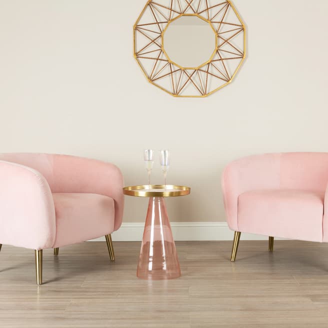 Fifty Five South Martini Side Table, Gold/Pink Finish